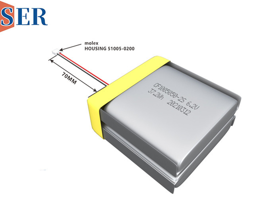 CP505050-2S LiMnO2のリチウム マンガンの柔らかいパック電池CP1005050-2S 6.0V 6000mAh