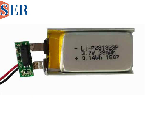 LP281323 3.7v 38mAh 再充電可能なリチウムポリマーバッテリー