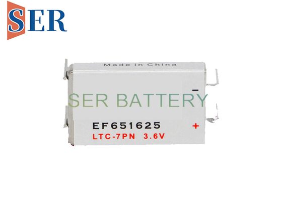 ピン ターミナルが付いているEF651625 3.6Volt LISOCL2のプリズム電池LTC-3PN